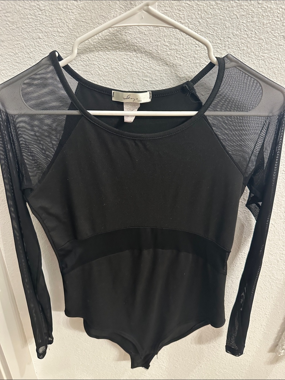 Black Mesh Long-Sleeve Bodysuit - Women